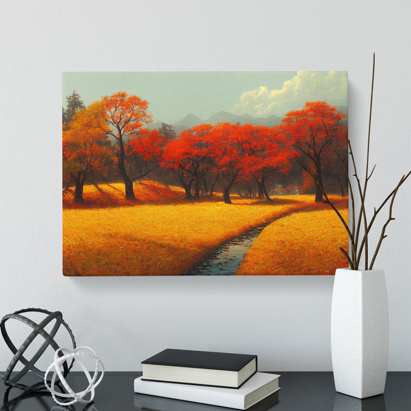 Unreal Autumn Forest - Wrapped Canvas Painting, 40cm H x 60cm W x 3cm D