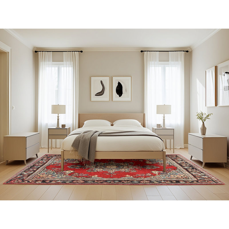 Tapis de style oriental rouge, Rectangle 5 pi x 8 pi
