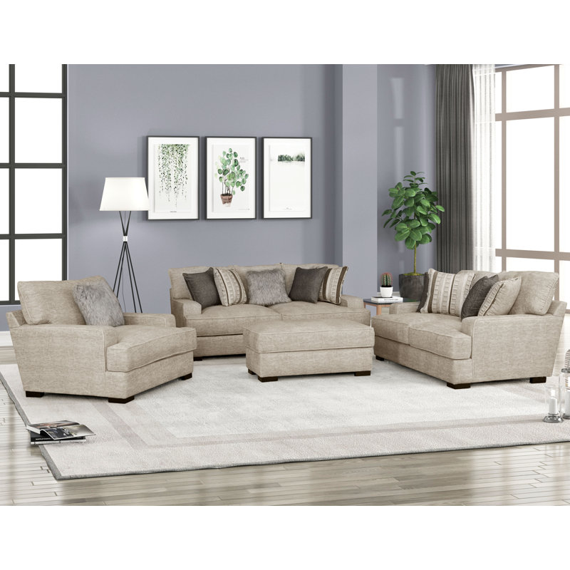 Causeuse fixe Amabella 78 po CAL117, Polyester beige