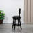 30" Bar Height Slat Back Swivel Stool, Espresso Finish, Charcoal Fabric Seat-336510094