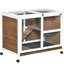 Lapin brun avec roulettes, bureau et table d'appoint, cage en bois imperméable pour petits lapins, conception portable et