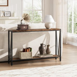 Geron Console Table, 2-Tier Entryway Table with Storage, 43" Narrow Sofa Table with V Design, Industrial Console Table for Entryway