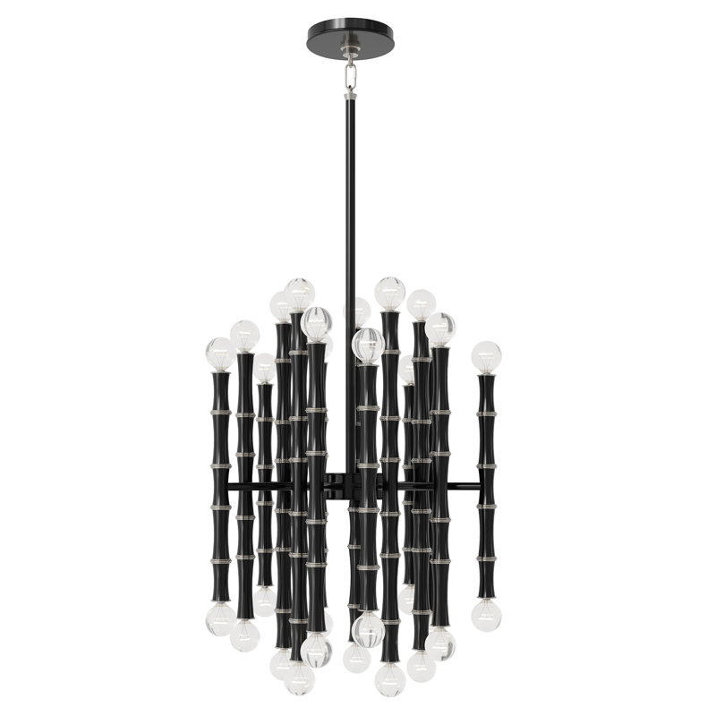 Lustre 30 lumières Kane, Céladon mat / nickel poli