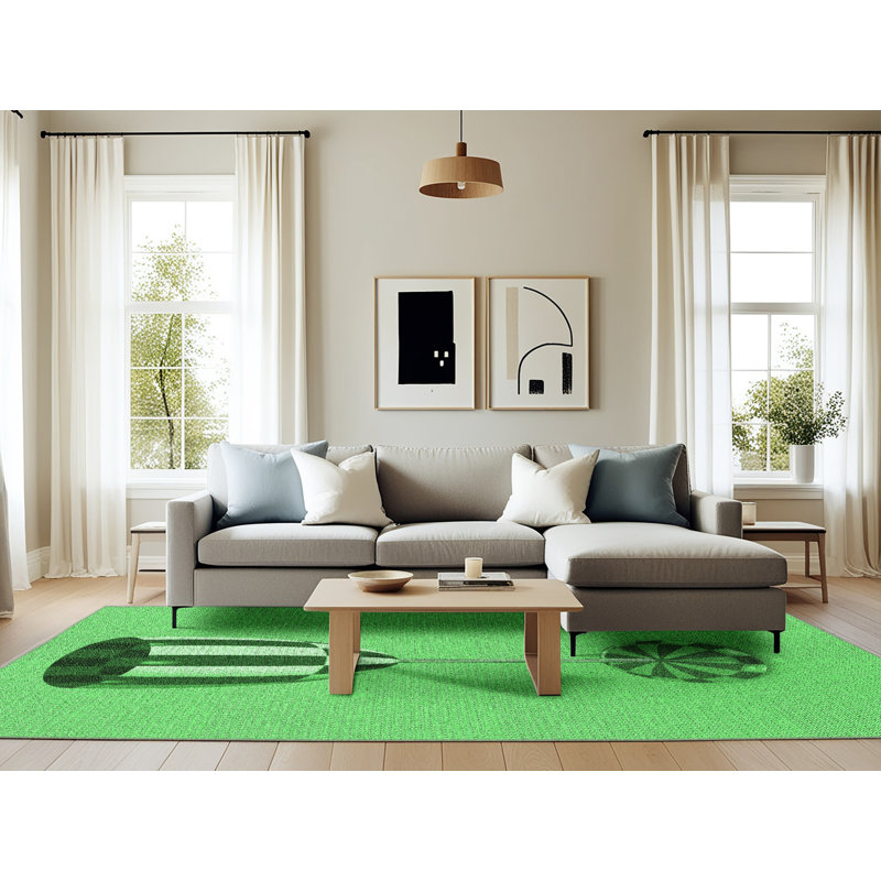 Tapis vert tissé à la machine, Rectangle 6 pi x 9 pi
