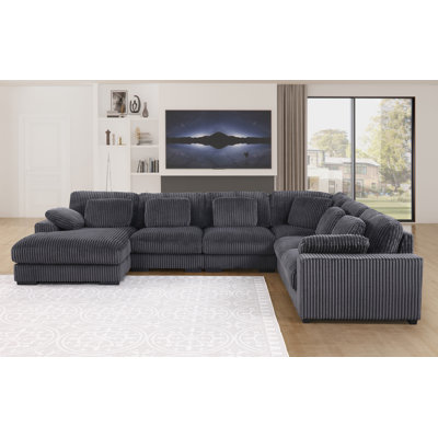 Canapé modulaire en velours côtelé de 155,5 po Nadine