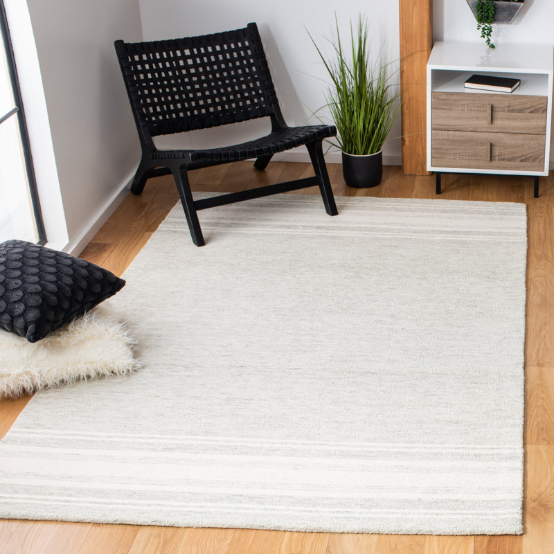 Tapis ivoire en laine touffeté à la main Cecilia, Rectangle de 5 pi x 8 pi