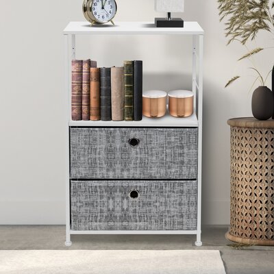 End Table With 2 Drawers - Gray Black -  Sorbus, DRW-TB2-GRYWH