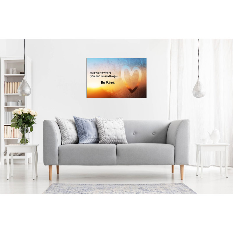In A World Where You Can Be Anything Be Kind Quote - Wrapped Canvas Print, 31cm H x 46cm W