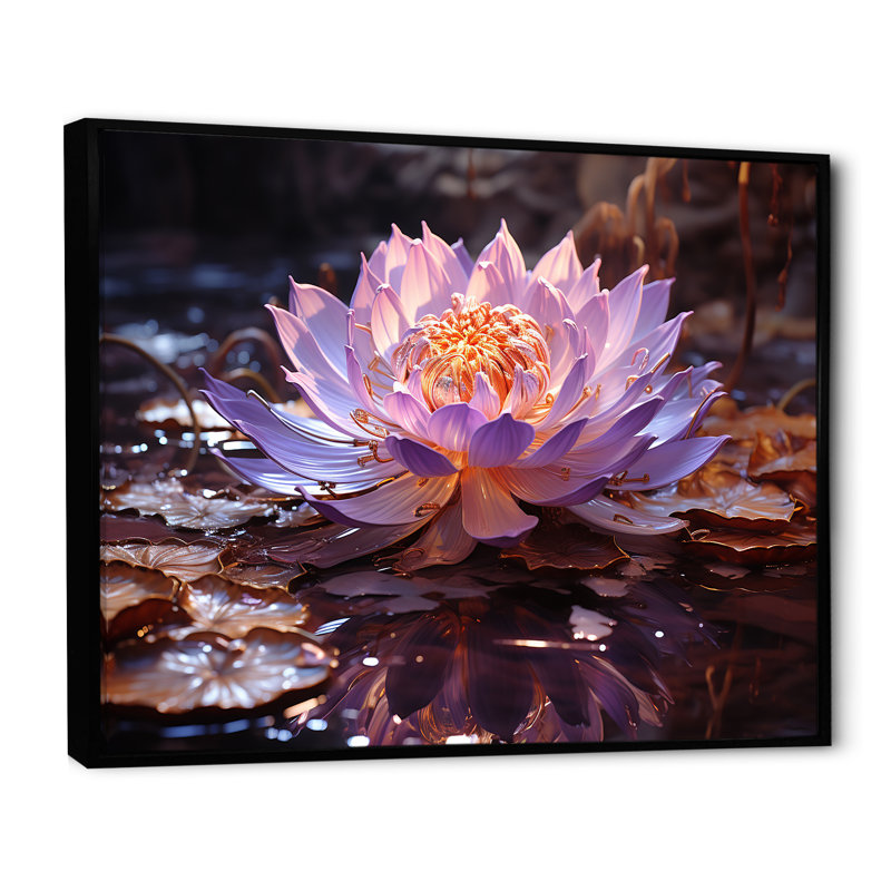 Hindouisme Brahmas Lotus lavande II, Cadre flottant noir, H 16 po x l 32 po