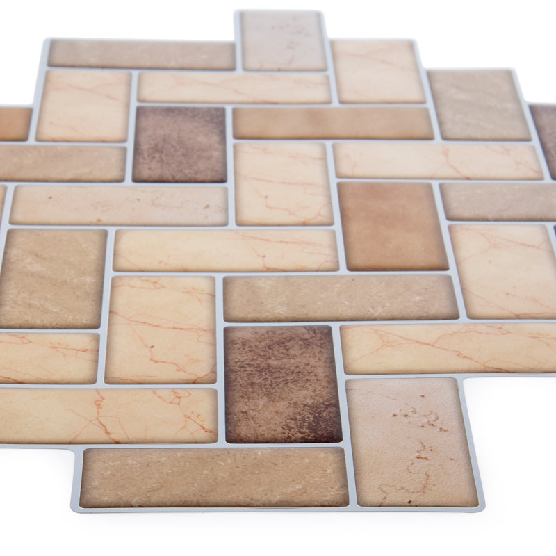 Carreau de mosaïque pelez et collez en PVC 10 po x 10 po, Beige