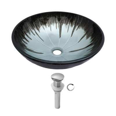 Lavabo de salle de bain vasque circulaire en verre 16,5 "avec bonde escamotable