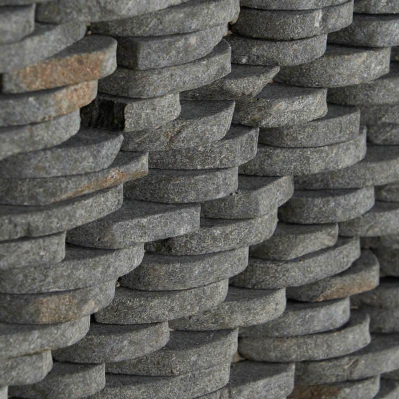Pittoresque mosaïque murale empilée 11 po x 4 po, Lave noire