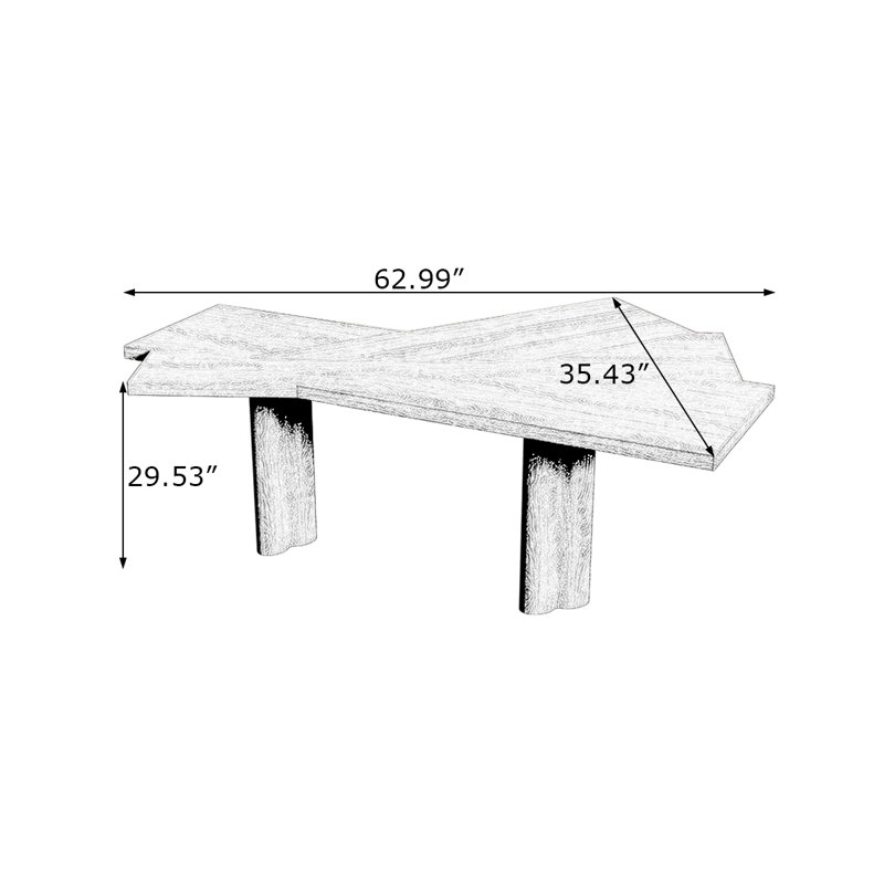 Bureaux en bois massif noir spécialisé, H 29,53 po x l 62,99 po x P 35,43 po