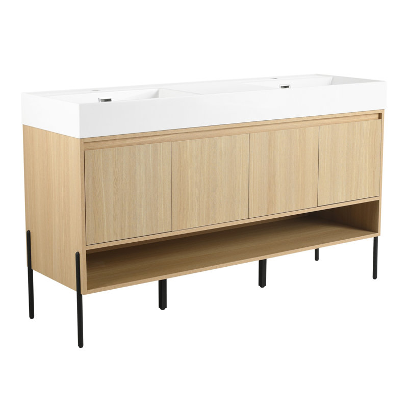 60" Bathroom Vanity Combo w/Single Resin Sink