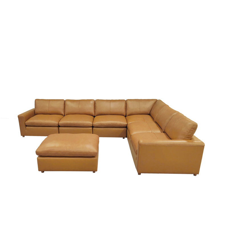 Canapé modulaire en cuir rembourré, Gingembre gingembre