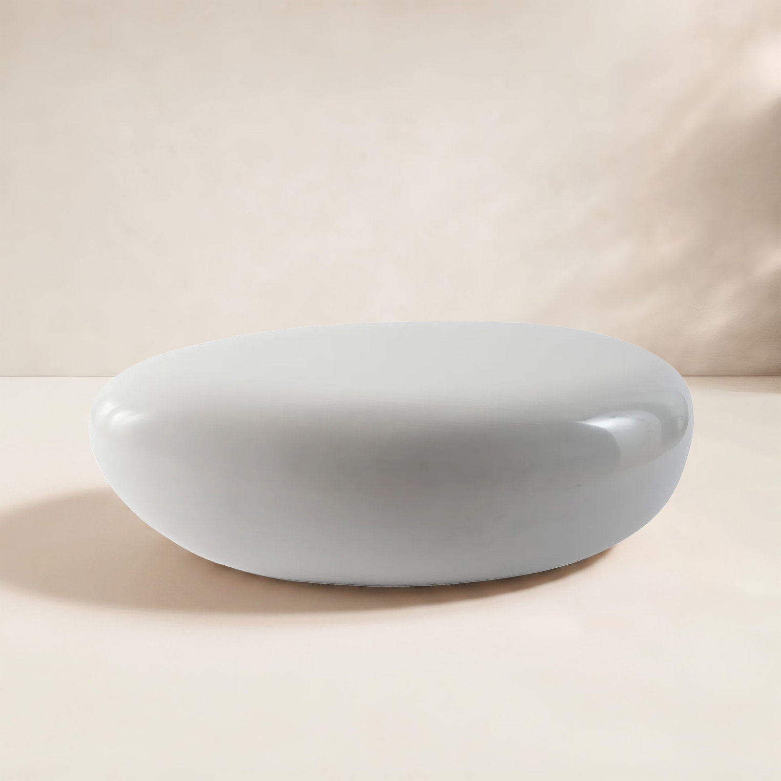 River Stone Patio Table, 16" H x 54" L x 34" W, Gel Coat White