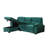 Kipriano 97.5"W Green Velvet Fabric Reversible Sleeper Sectional Sofa Chaise