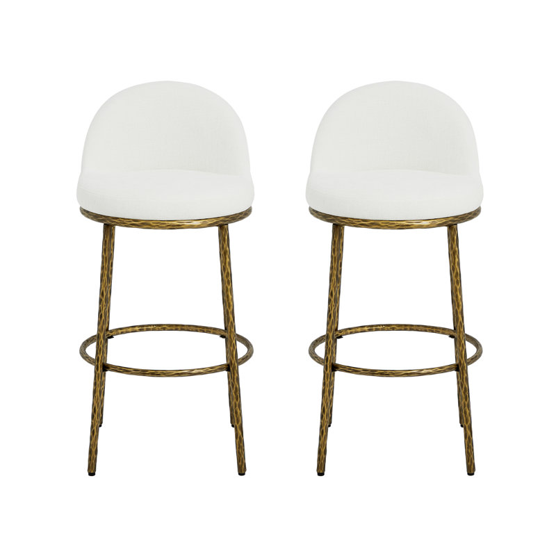  Tabouret de bar Rivet Modern Glam, Coussin beige / structure en laiton forgé