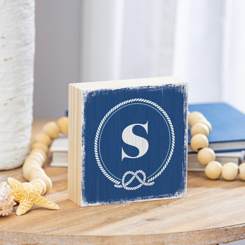 Coastal Wooden Plock Monogram Nautical 6" S