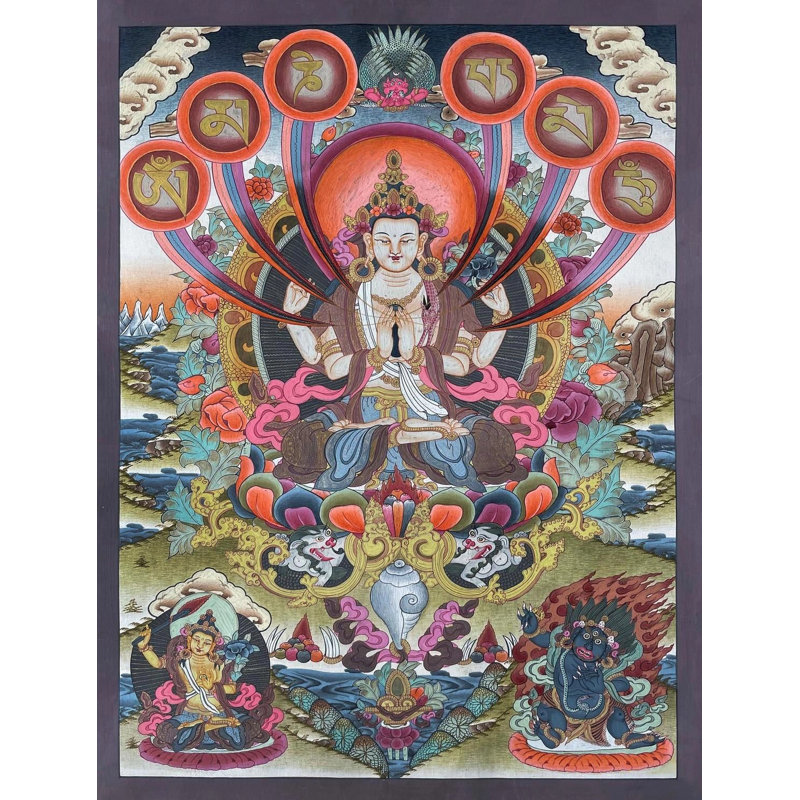 Chengrezig Thangka (Thangka sans brocart)