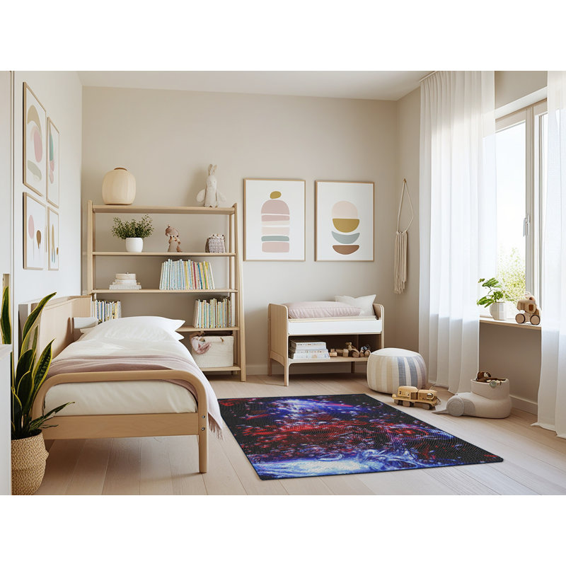Tapis de zone rouge/mauve à motifs, Rectangle 3 pi x 5 pi