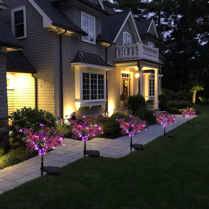 Low Voltage Solar Powered Garden Lights Integrated LED Phalaenopsis Solar Outdoor Lights for Pathway Yard Decor