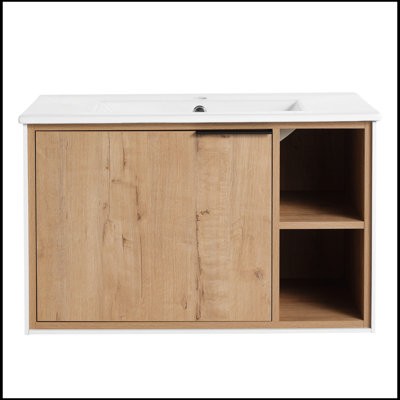 Rhylon 30.00'' Single Bathroom Vanity with Ceramic Top