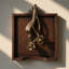 Porte-serviette en bois rustique avec bras floral or rose - Décoration de table de Noël élégante et cadeau des Fêtes