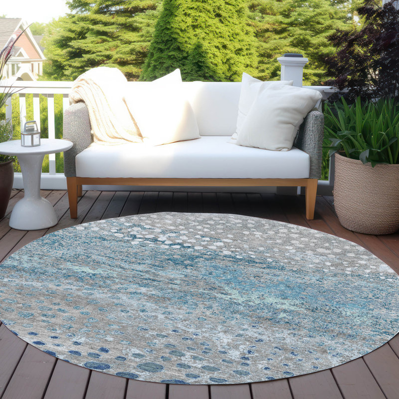 Tapis intérieur / extérieur gris lavable Renora - LOOMlan, 8 pi x 8 pi