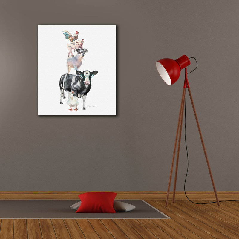 «Farm Animal Family C» par Jean Plout, art mural sur toile, H 30 po x l 26 po x P 1,5 po
