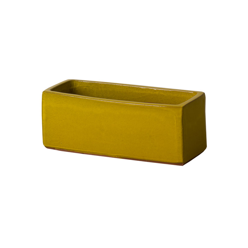 Handmade Ceramic Pot Planter, 6" H x 15" W x 6" D, Yellow