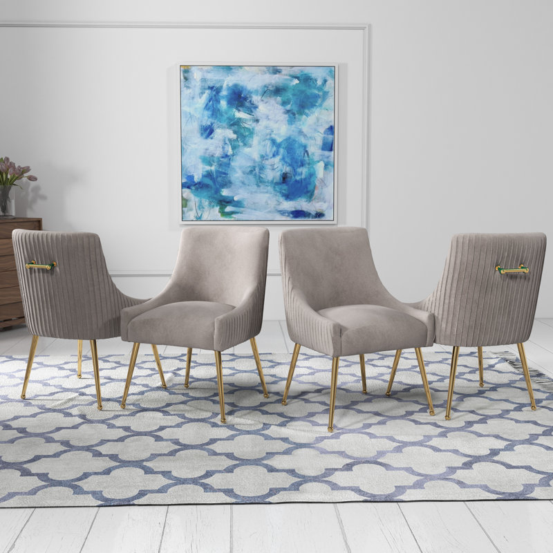 Baudel Velvet Side Chair, Gray