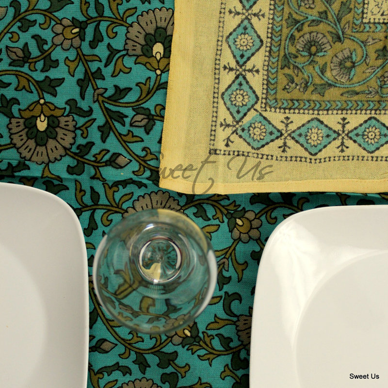 Nappe 100% coton Eternelle, Turquoise, L 104 po x l 70 po