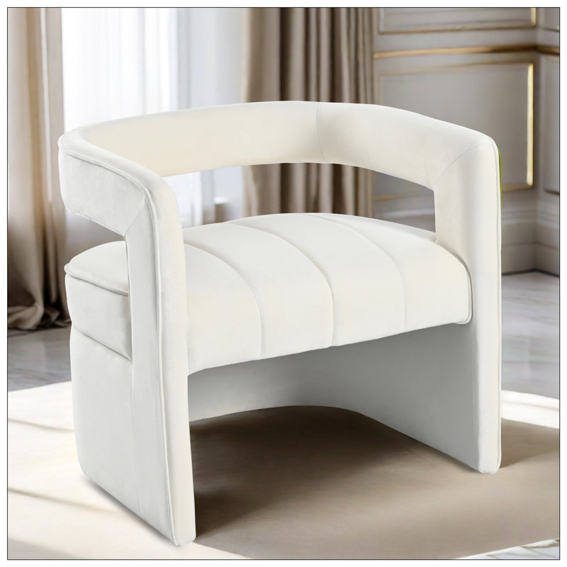 Fauteuil d'appoint Tordis, Velours blanc ivoire