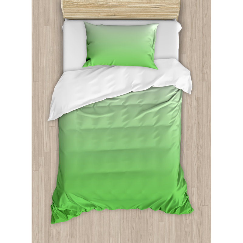 Modern & Contemporary Polyester Paisley Duvet Cover, Twin, Green Grass/Mint white