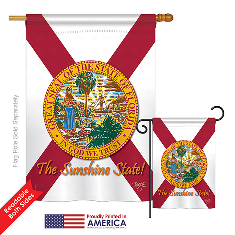 Ensemble de 2 drapeaus verticaux décoratifs en polyester à 2 côtés floride american statements