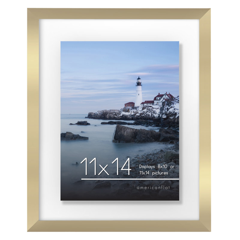 Floating Picture Frame With Polished Glass For Hanging And Tabletop Horizontal And Vertical Format, 11" x 14", Black