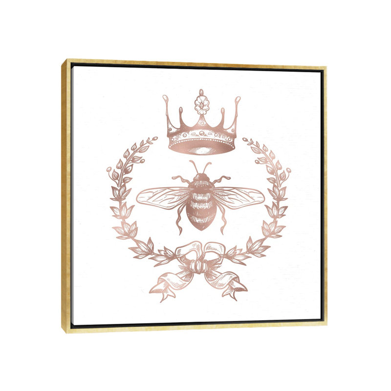 « Grand Bee » par nature Magick-impression d’art graphique, H 26 po x l 26 po x P 1,5 po, Toile encadrée d'or, Pas de tapis