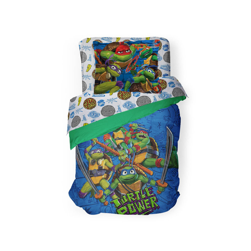 Paramount Nickelodeon TMNT Mutant Mayhem 5 Piece Twin Bed Set With Sham, 100% Microfiber