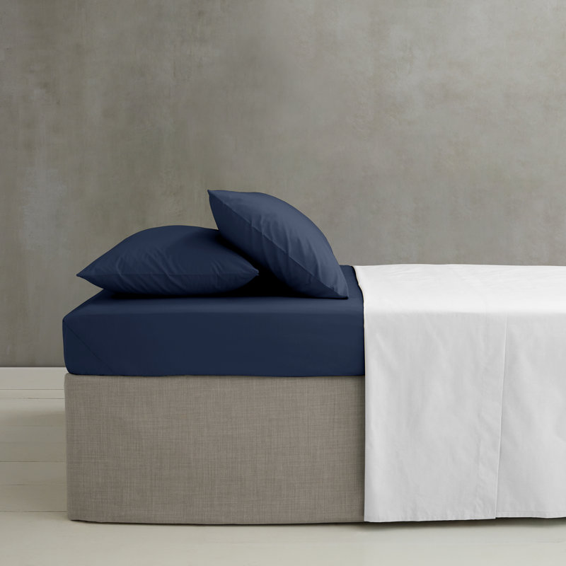 Easy Iron Percale Extra Deep Fitted Sheet, Kingsize (5'), Navy