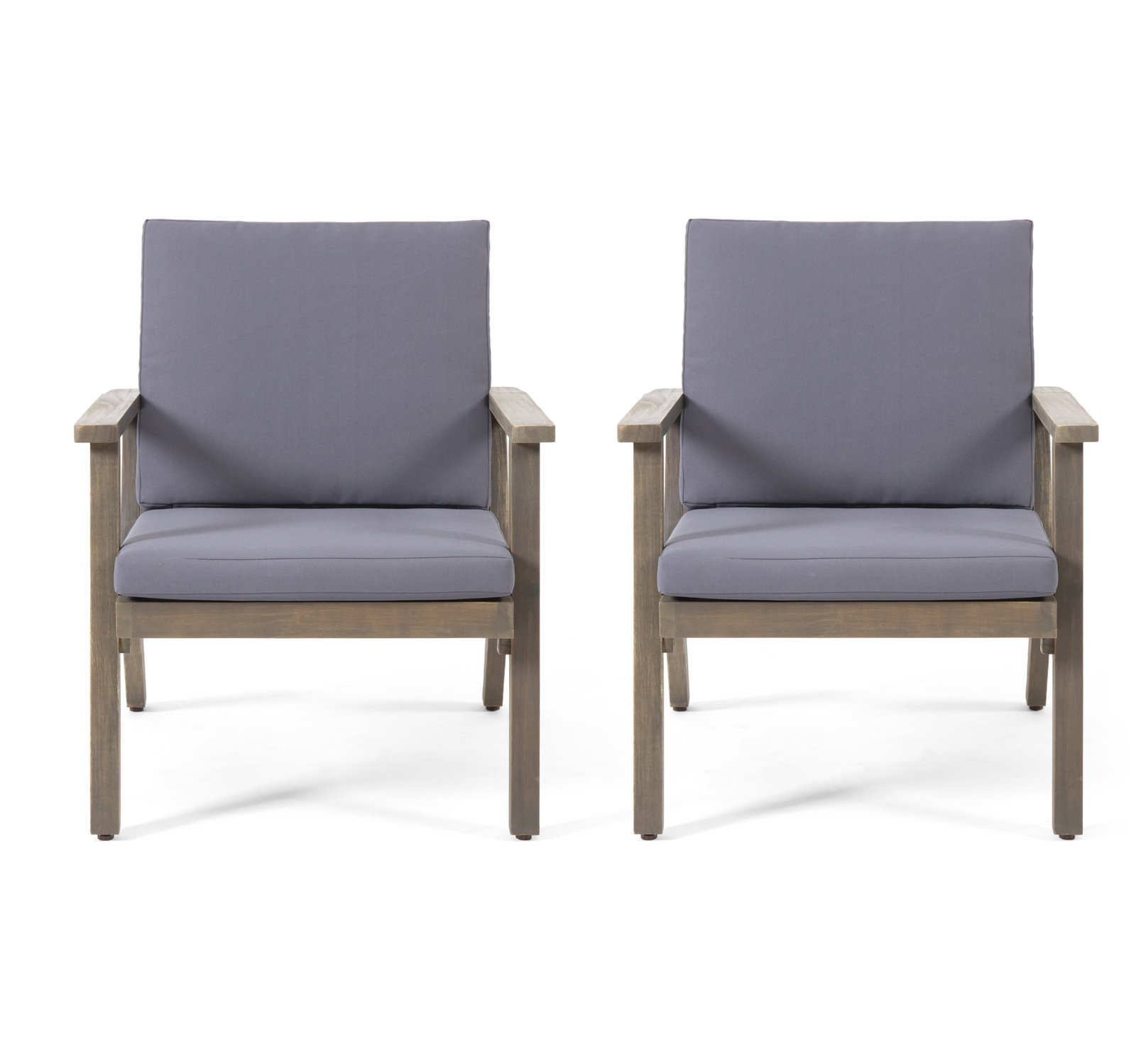 Channing Wood Outdoor Lounge Chair, Gray, Dark Gray