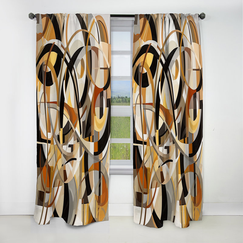 Mid-Century Artistic Transformations I - Rideau occultant abstrait Mid-Century - 1 panneau, L 52 po x L 120 po
