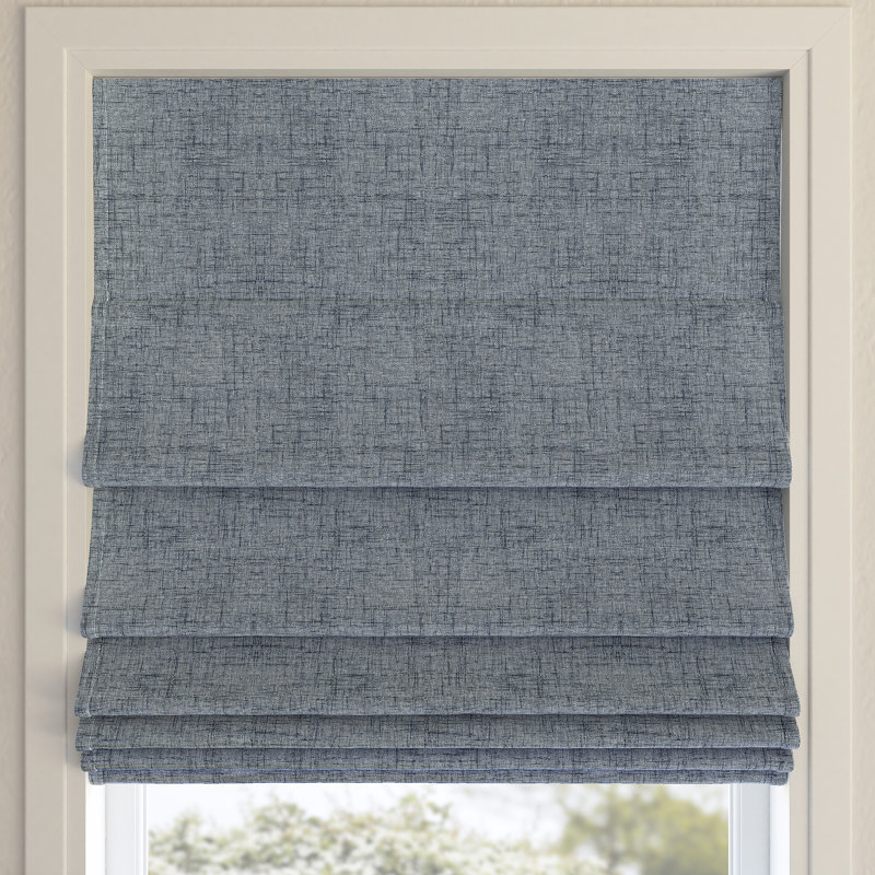  Everton Thermal 100% Blackout Cordless Roman Shade, Blue, 23"W x 64"L