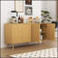 Buffet Modern Farmhouse avec 4 portes, tablettes réglables et motif hexagonal pour un rangement polyvalent et un décor élégant