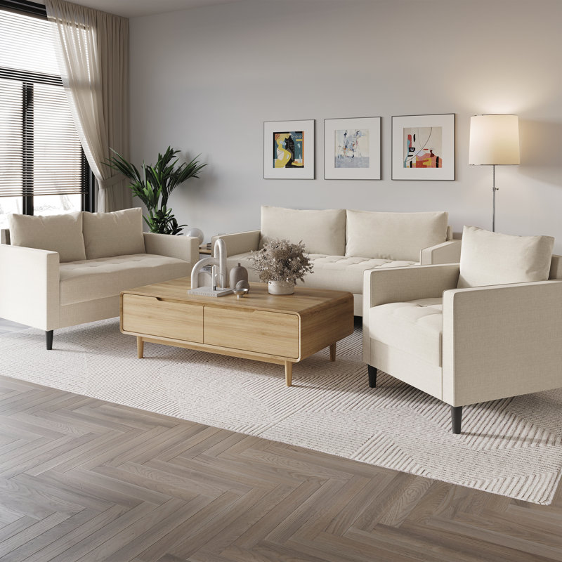 Ensemble de salon 3 pièces Barkim Newquay, Beige