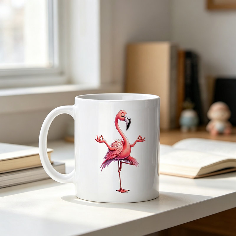 1pc Novelty Flamingo Design Mug Coffee Cup Juice Cup Fun Gift.
