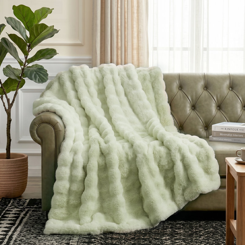 Jeté réversible Haalan Cozy, Lit simple, Vert sauge