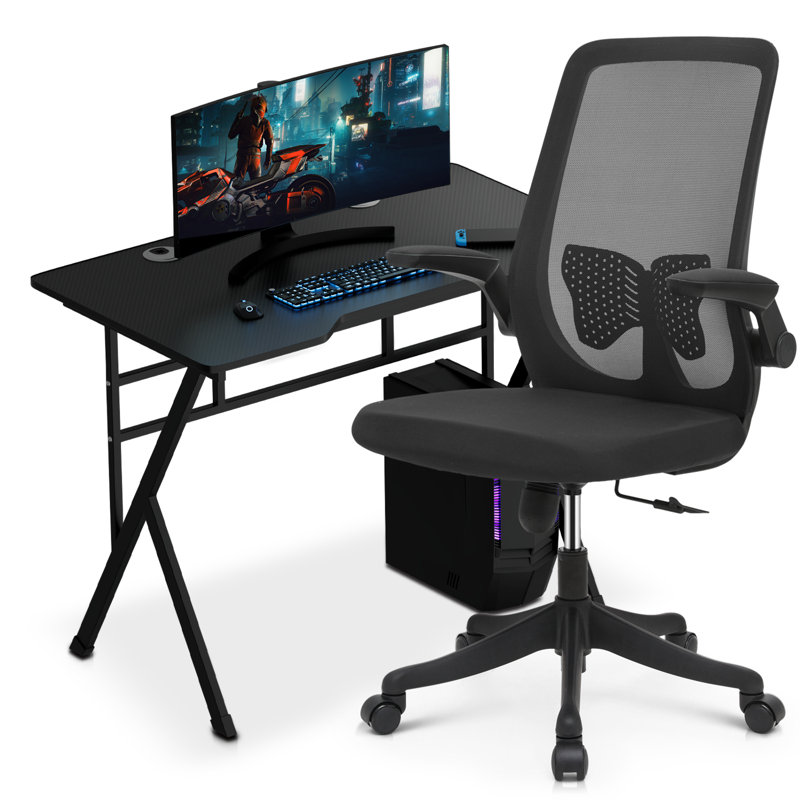 Ensemble de bureau et chaise avec roulettes et chaises rotatives