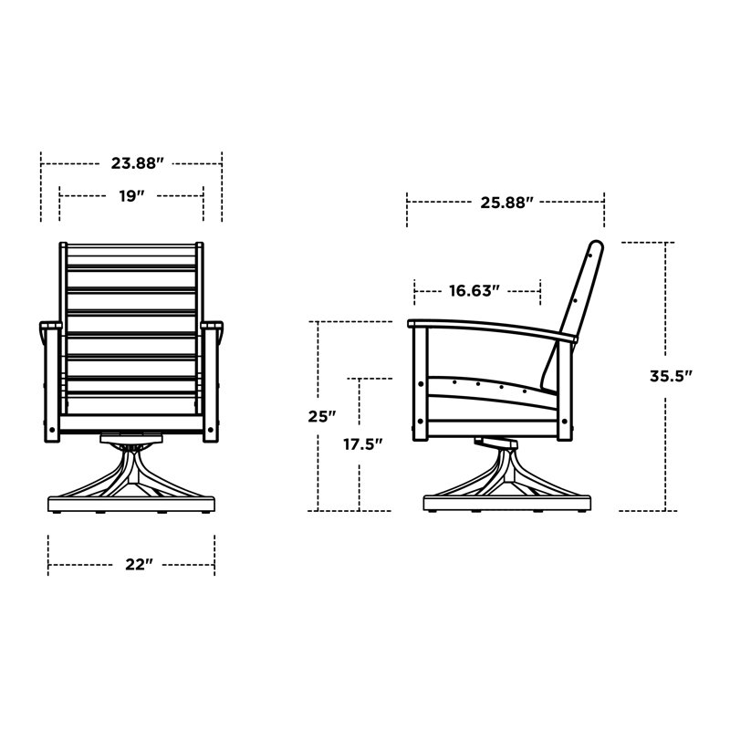 Chaise berçante pivotante POLYWOOD Signature, Noir texturé / noir