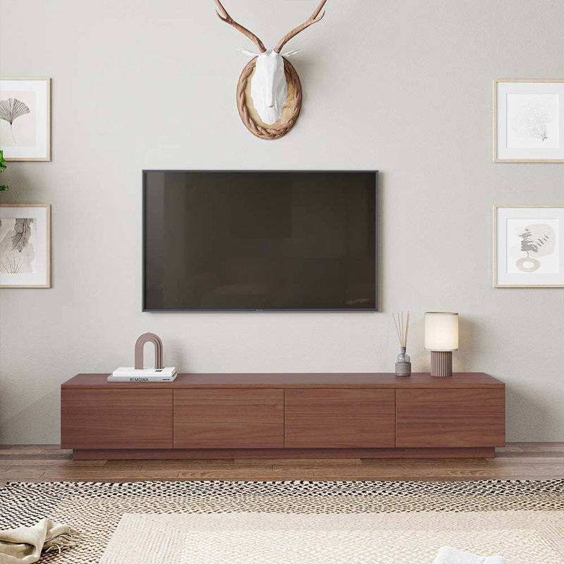 Comerico Modern Wood TV Stands, Minimalist Long Media Console with 4 Drawers